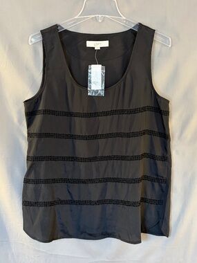 LOFT Sleeveless Blouse with Sequins, Black color - Size M (NWT)